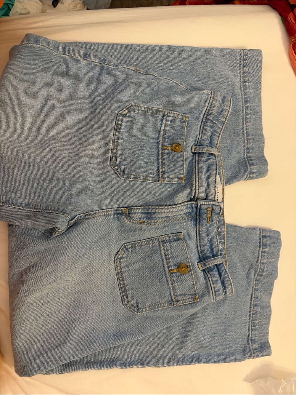 LOFT The Palmer Wide Leg Size 4 Petite Light Wash Jeans Cropped